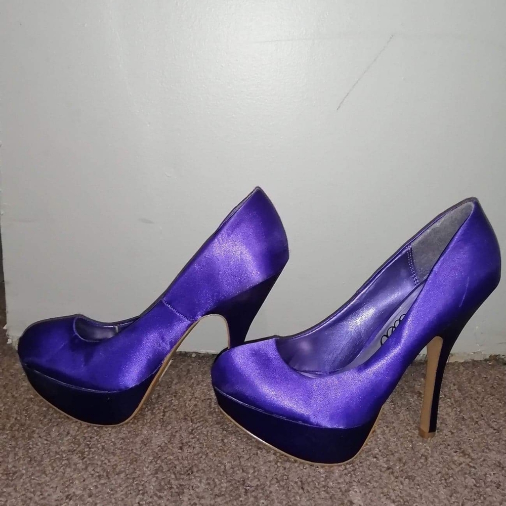 Purple Satin Sexy High Heels
